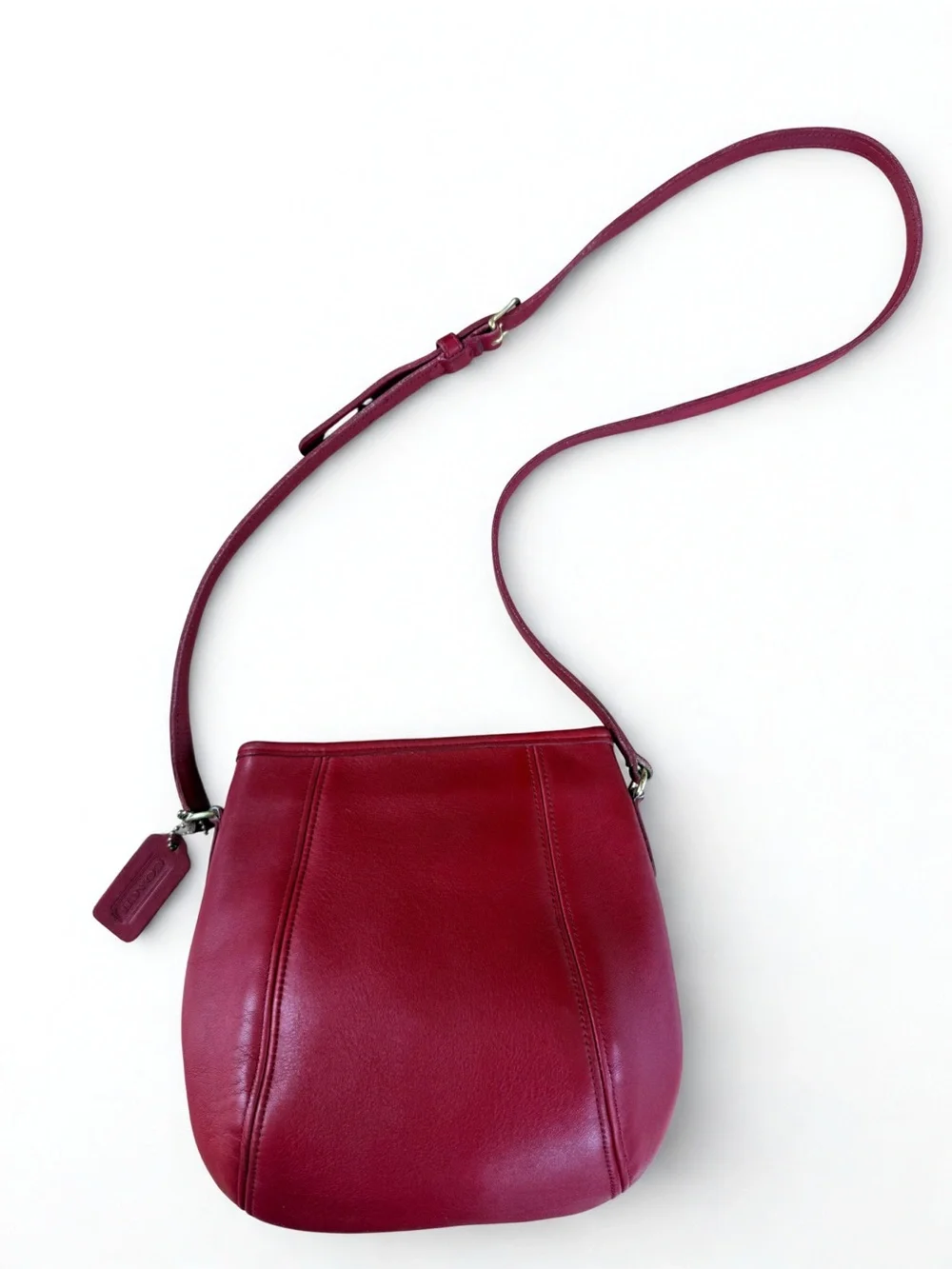 Vtg COACH Red Leather Clamshell Bella Pouch Crossbody 9990 | Made in USA - Picture 10 of 10